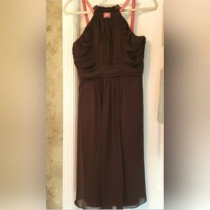 Bari Jay Mid Length Dress   Size 10 Brown Coral traps Pleated & Flowy NWOT